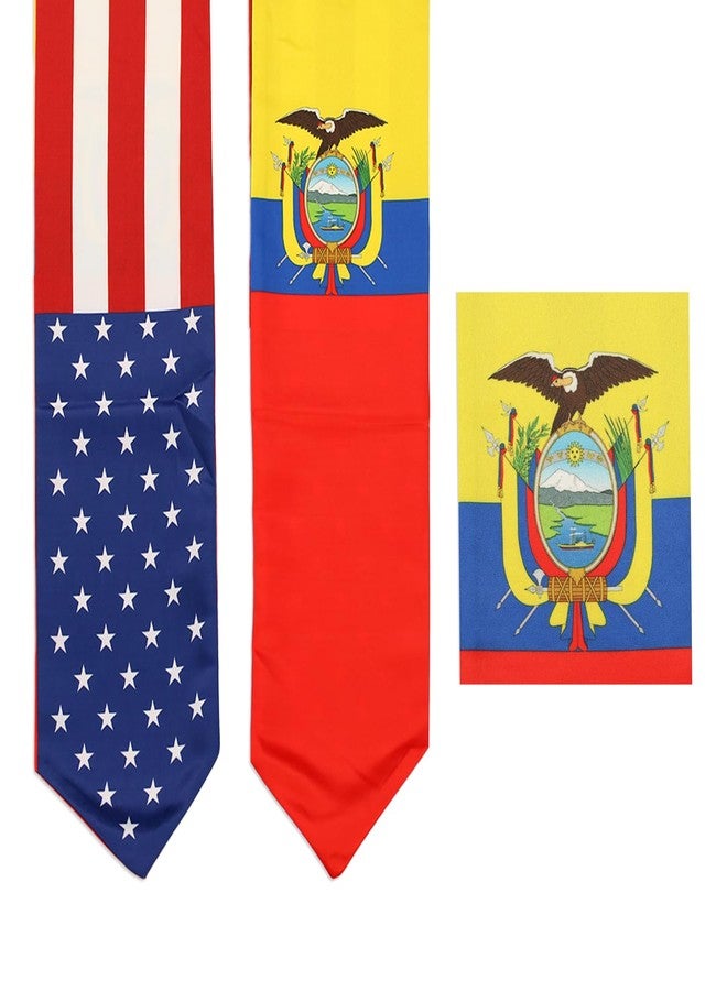LLBFHH USA And Ecuador Flag Graduation Stole, Satin Embroidery Graduation Sash for International Students, 72 Inch Length. - Image 5